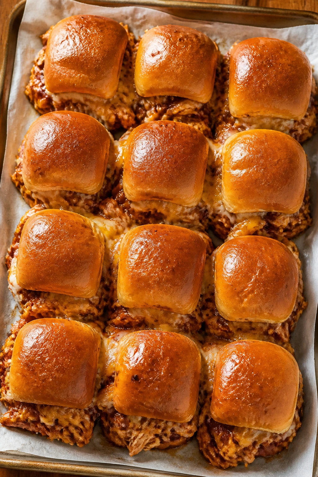 Tray of BBQ chicken sliders ready to serve