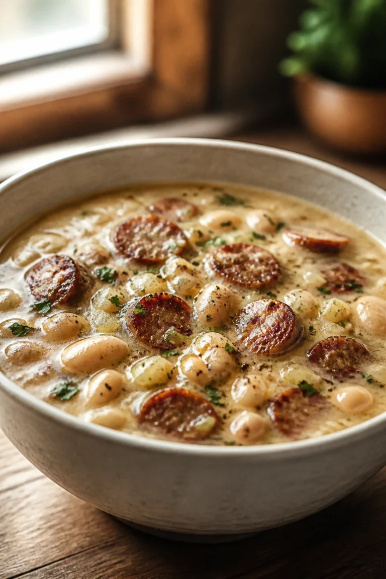 Creamy Bean Soup with Sausage for Cold Winter Nights