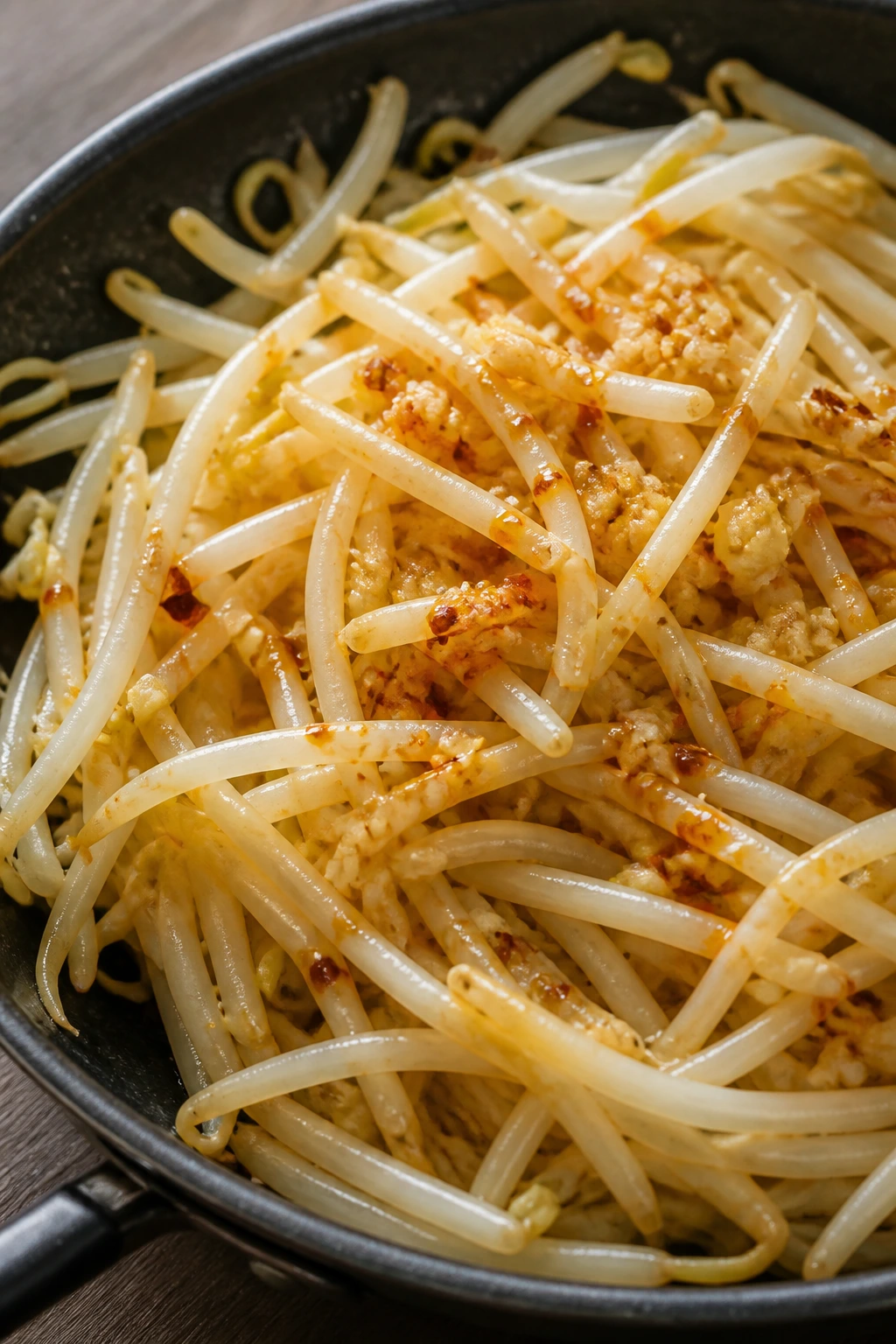 Bean sprouts stir-fried with garlic and chili oil