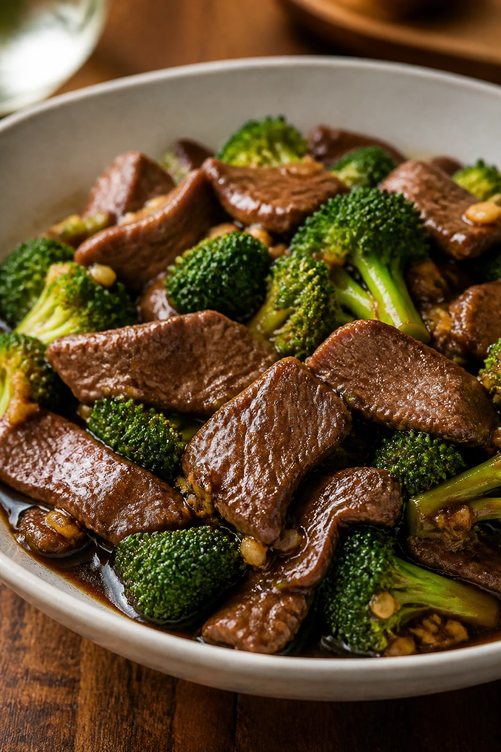 Beef and broccoli in garlicky soy sauce