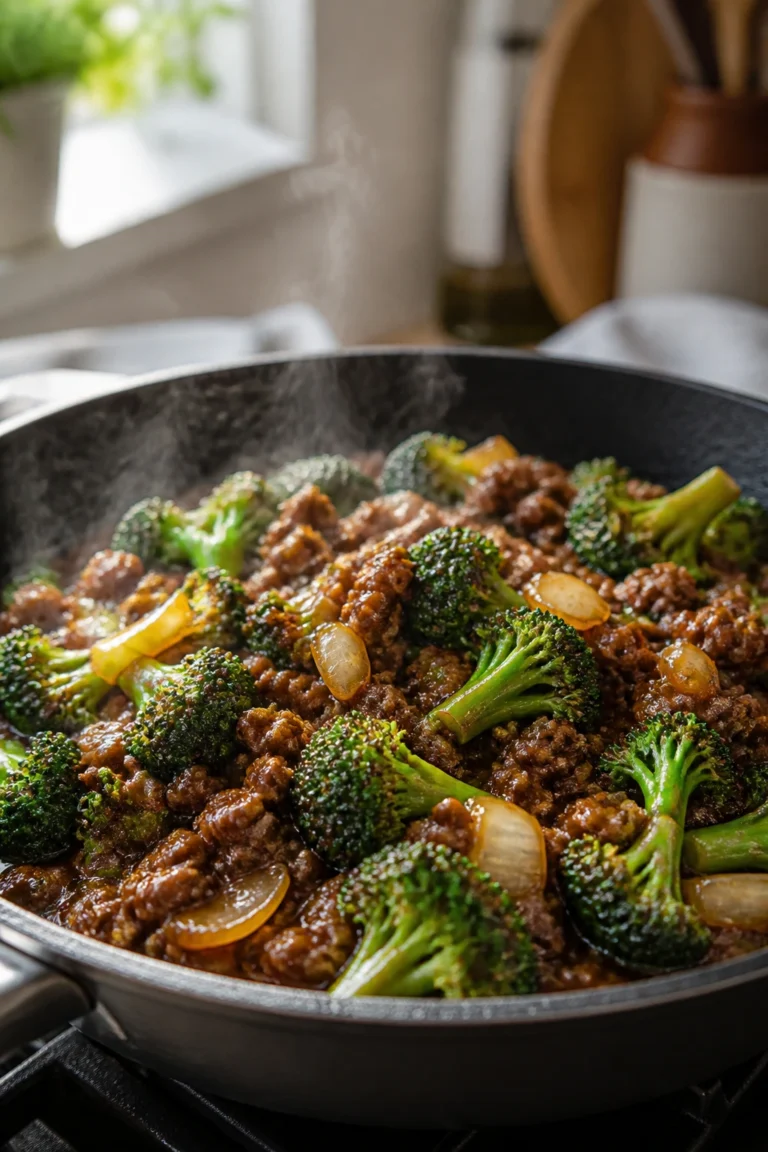 Hearty Ground Beef and Brocolli for a Hearty Dinner