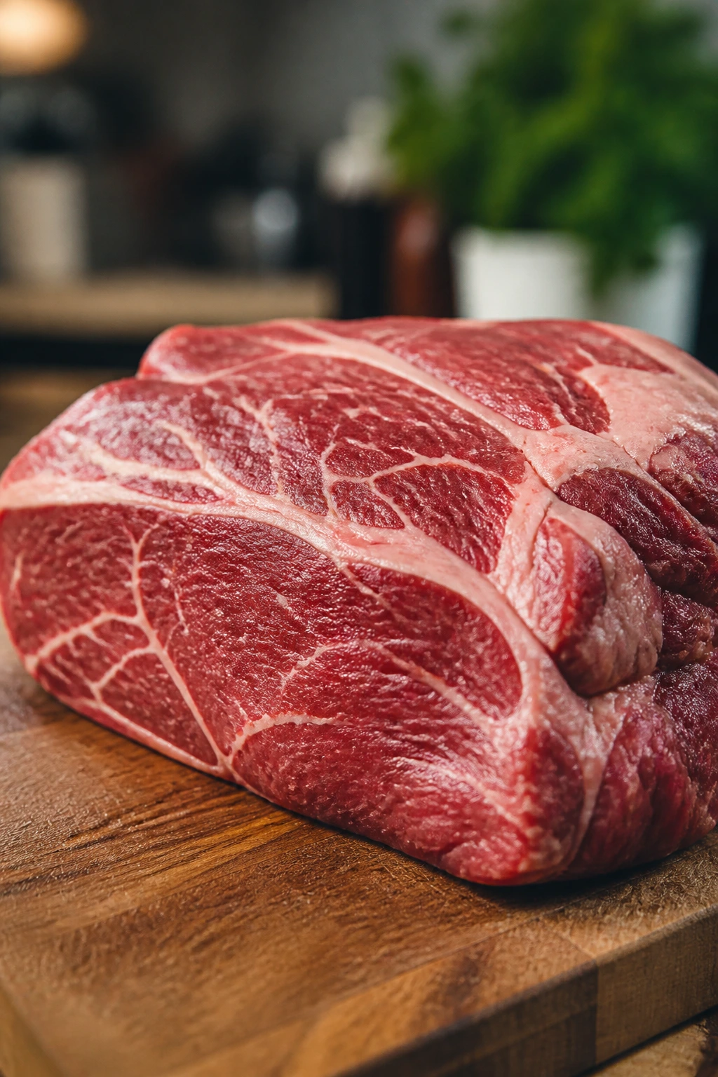 Raw chuck roast on cutting board ready for cooking