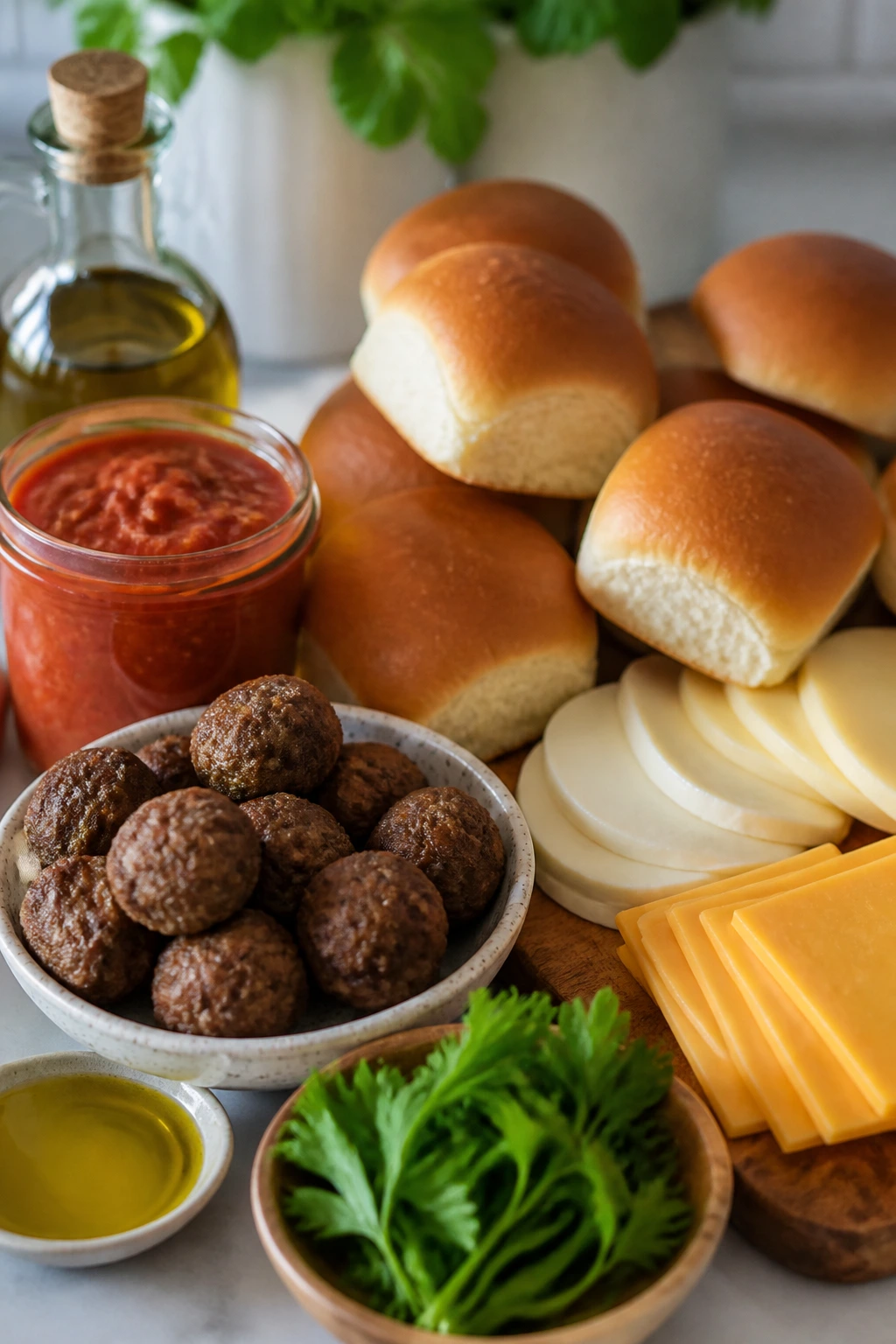 Assorted slider ingredients laid out for shopping tips