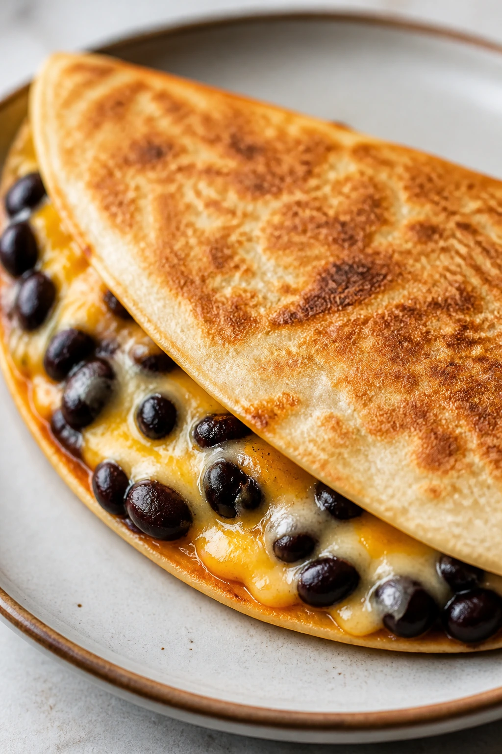 Quesadilla with black beans and melted cheese