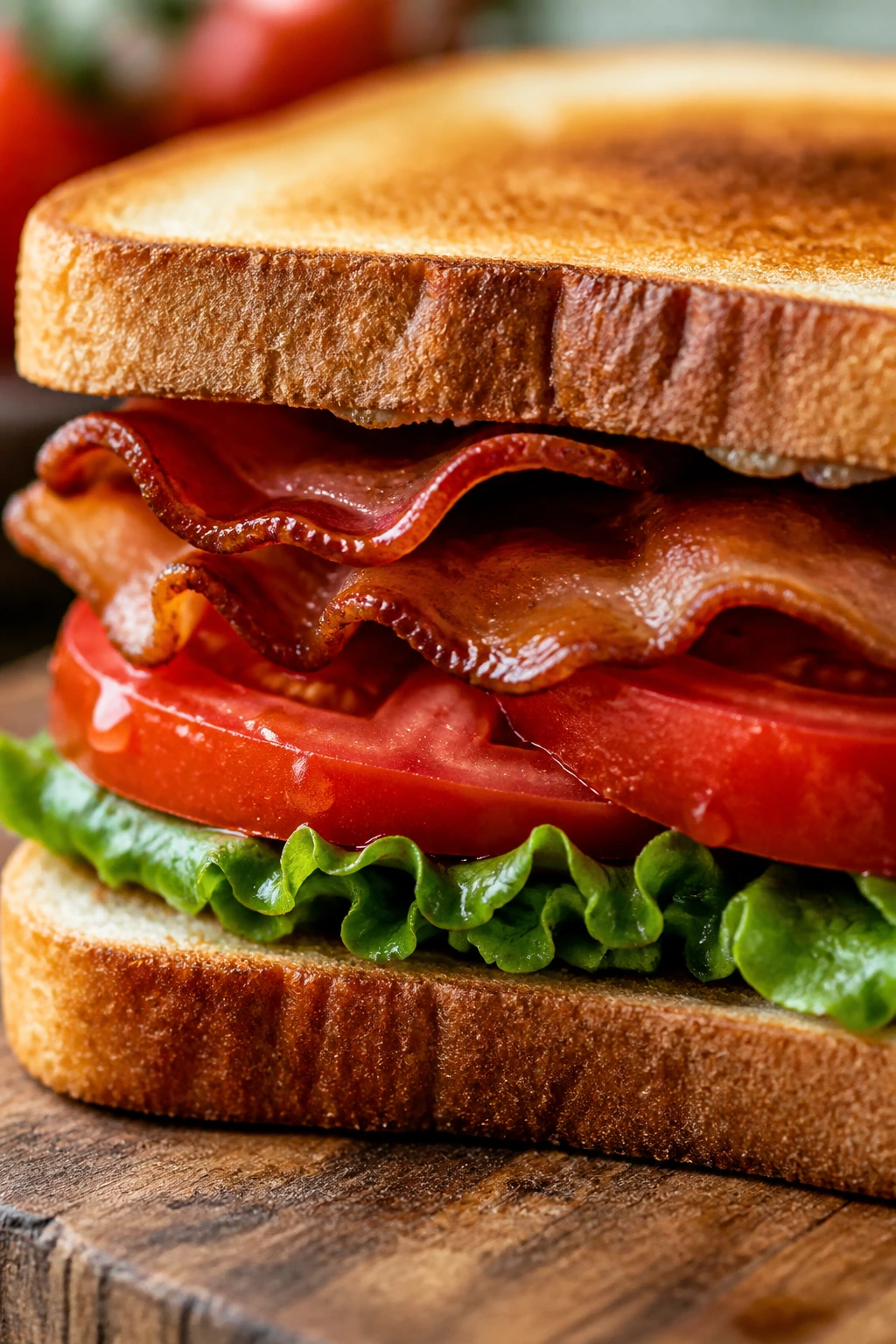 BLT cross-section with bacon tomato lettuce