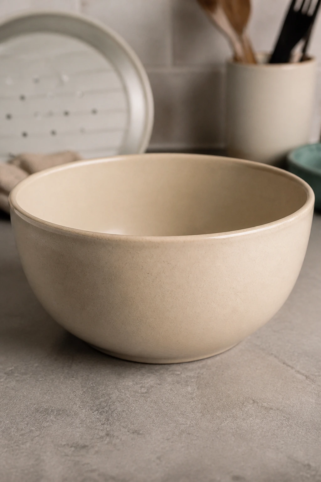 Large microwave-safe bowl on a counter
