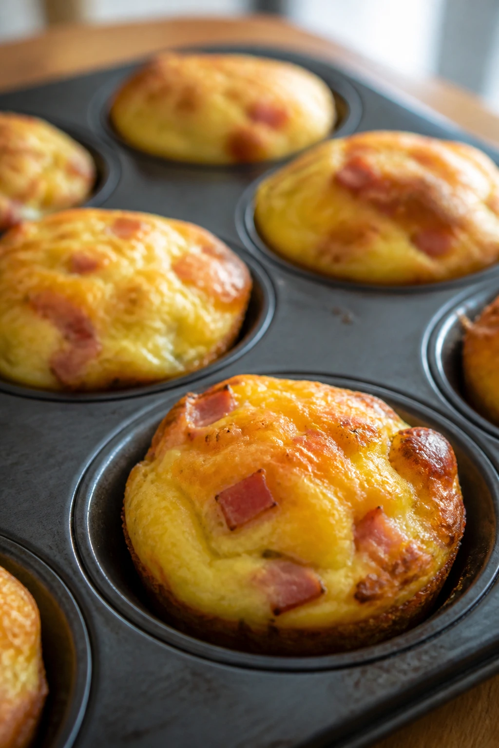 Fluffy breakfast egg muffins in muffin tin