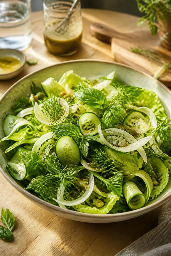 Light Salad Ingredients with Homemade Dressing