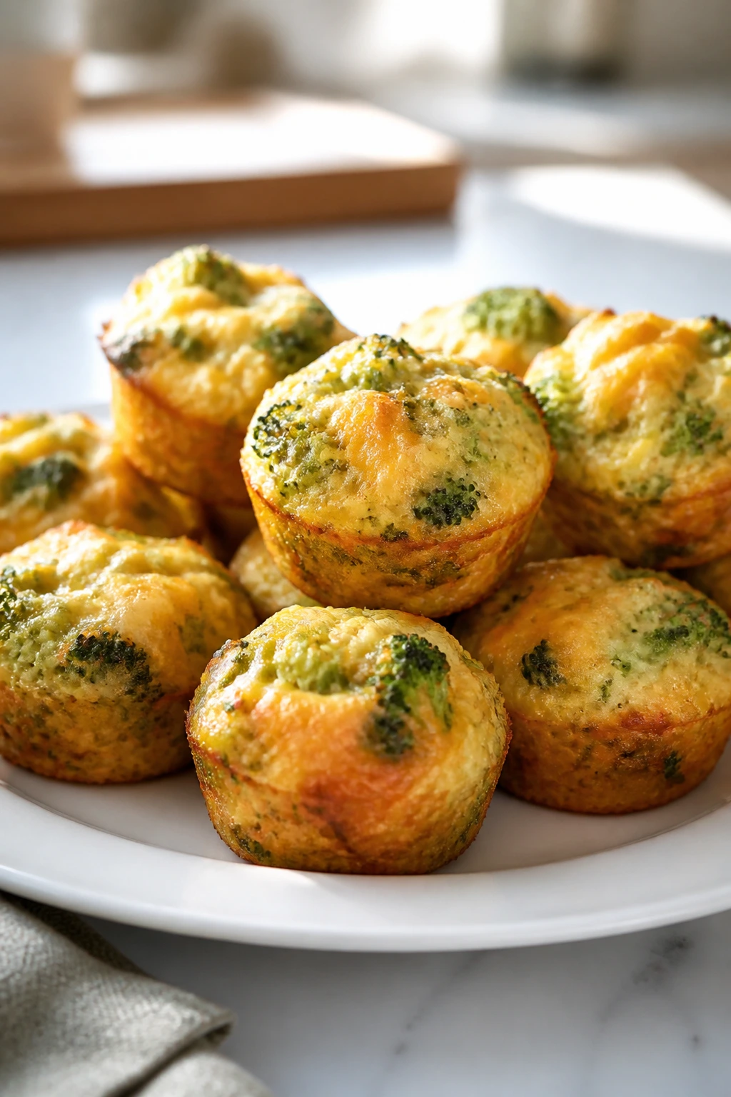 Broccoli cheddar bites on plate