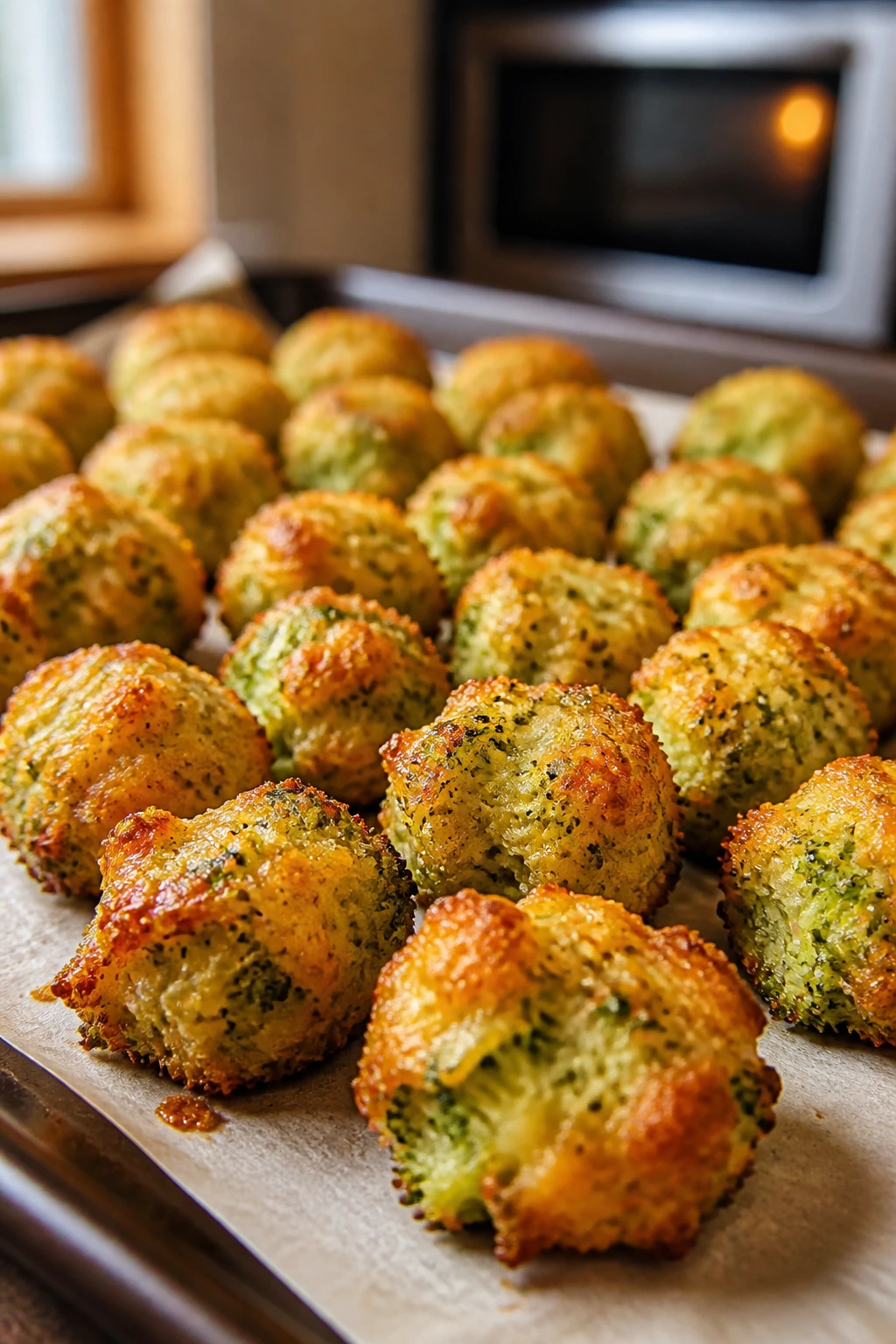 Crispy broccoli tots with melted cheese