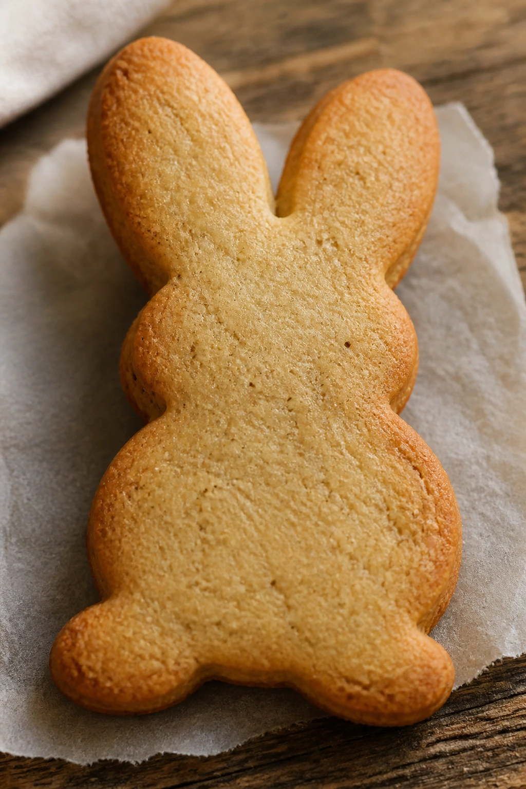 Brown-butter bunny cookie on parchment