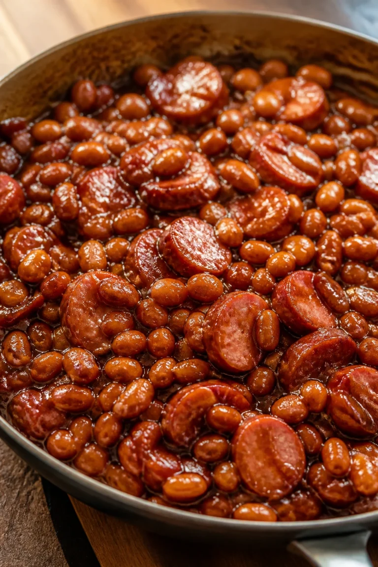 Juicy Beans and Sausage with Brown Sugar Glaze