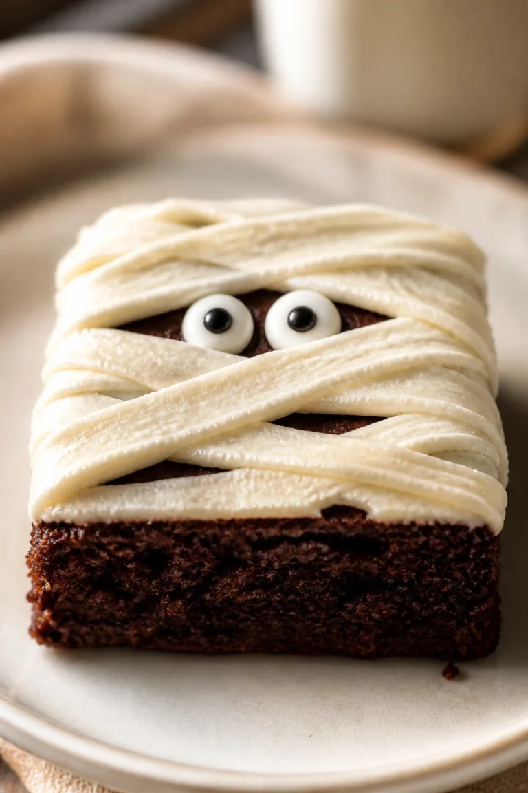 Fluffy Brownie Mummies with Cream Cheese Frosting