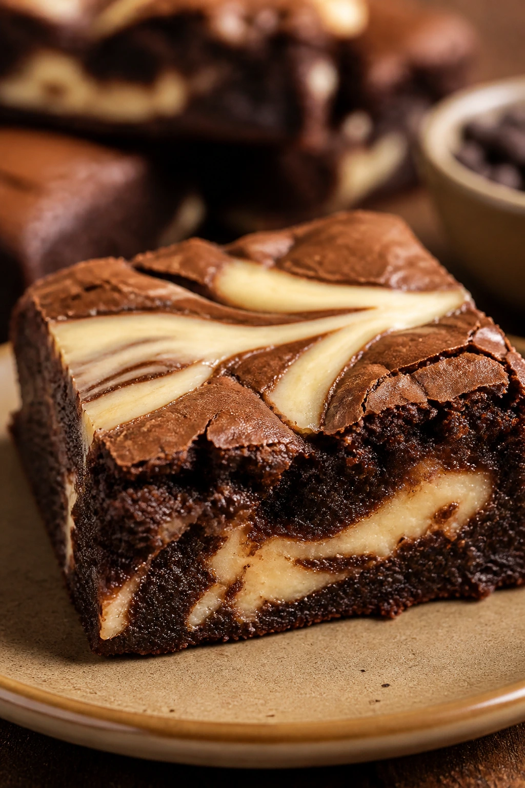 Cream cheese marble brownie with pale ribbon