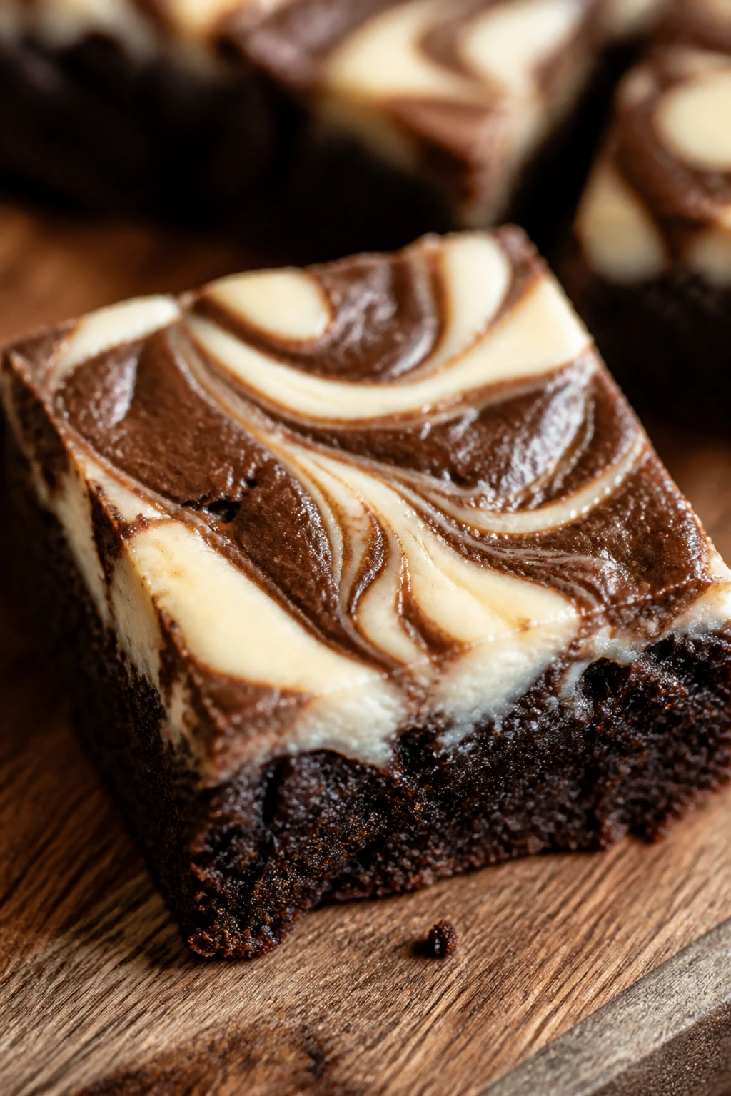 Brownie with cream cheese swirl marbling on top