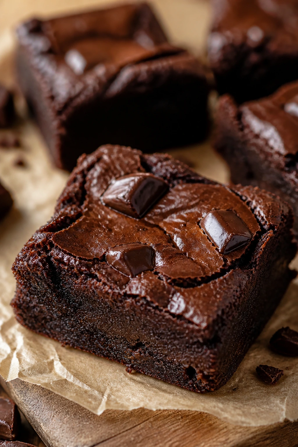 Close-up of espresso-infused dark chocolate brownie