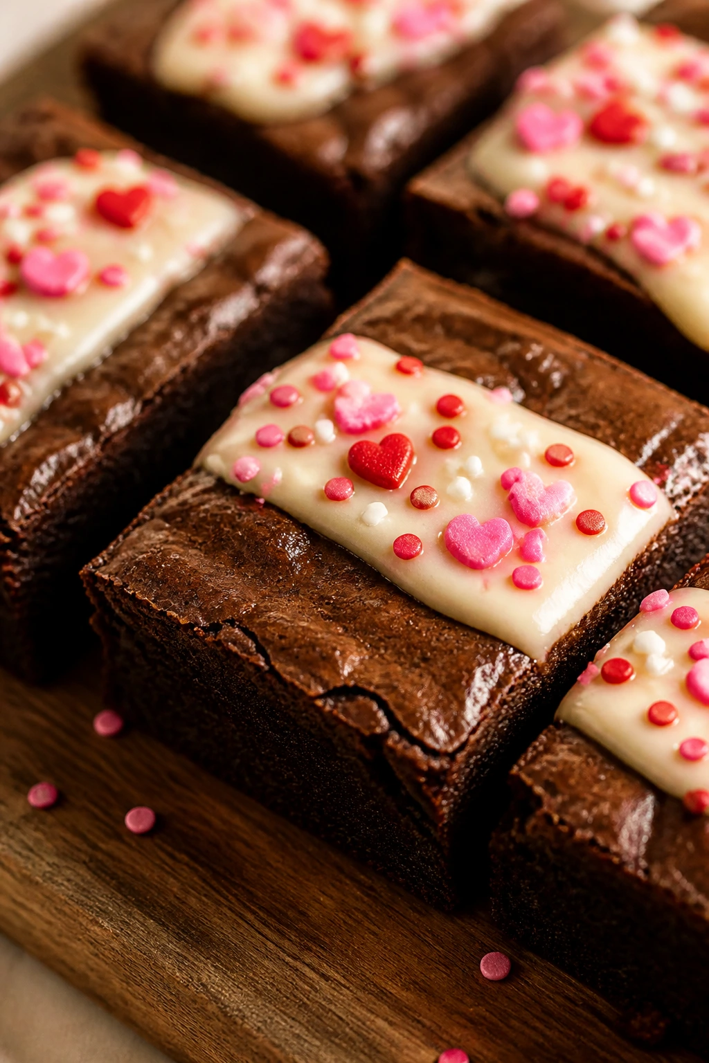 Fudgy brownies with cream cheese glaze and sprinkles