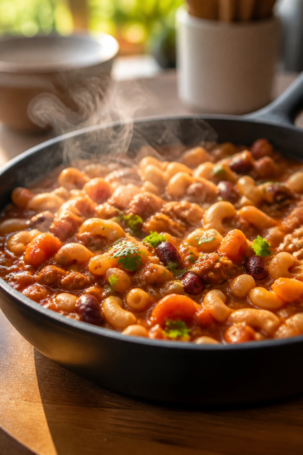 Close-up of budget-friendly skillet dish made from pantry staples