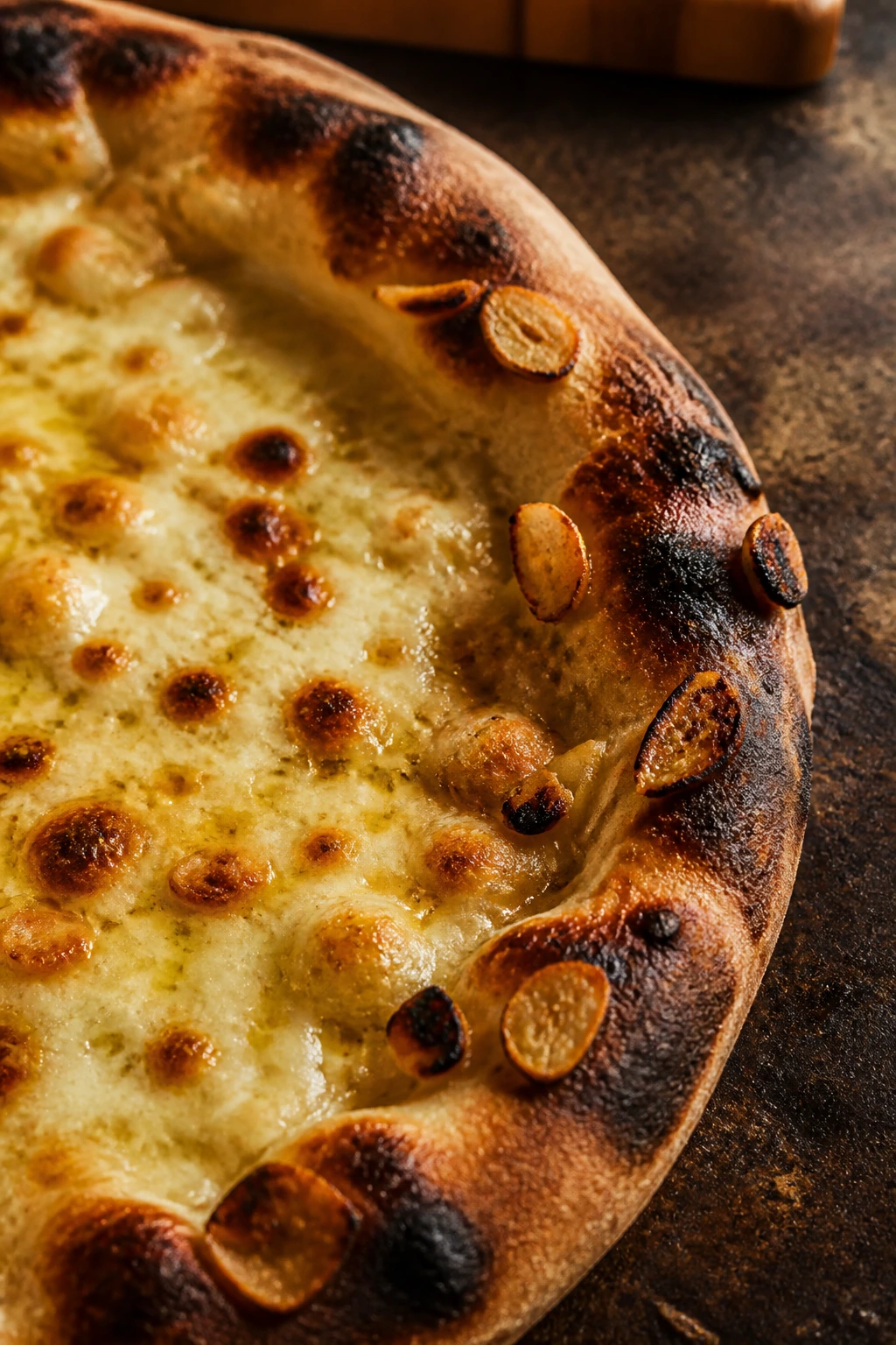 Burnt garlic on pizza crust