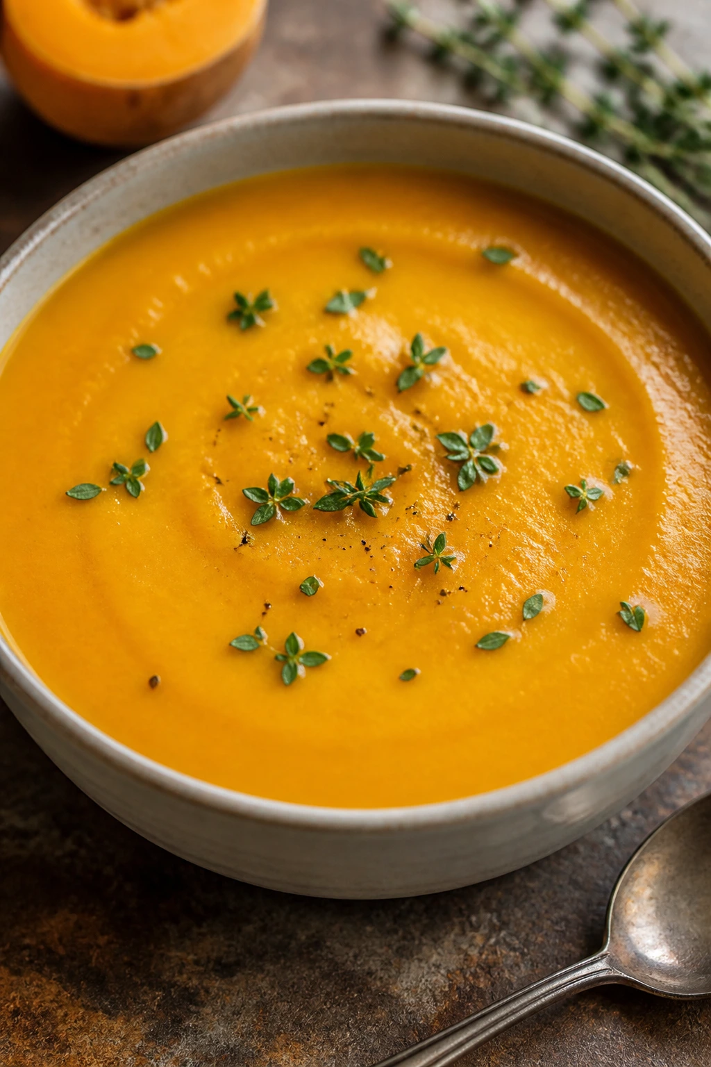 Close-up of Butternut Squash Chowder in a bowl