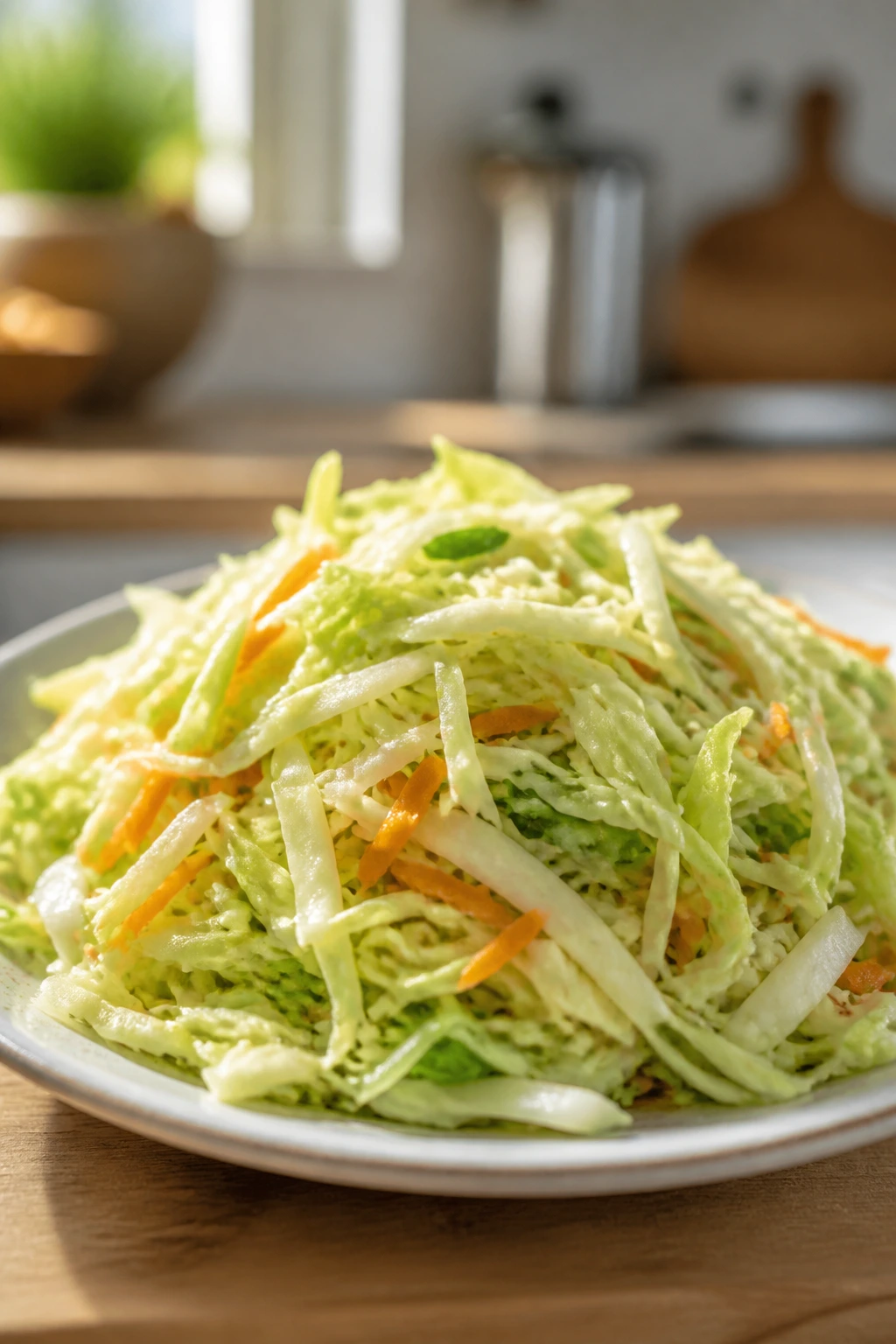 Close-up plate with shredded cabbage as budget-friendly vegetable hero