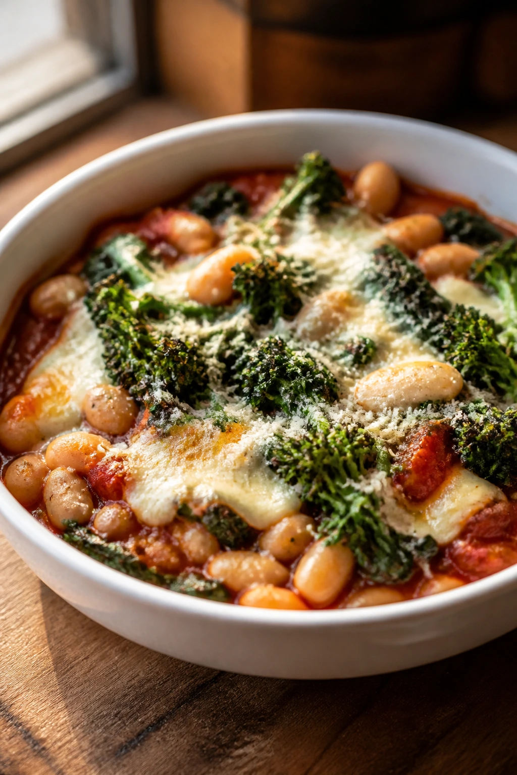 Creamy cannellini bean and broccoli rabe pizza bowl