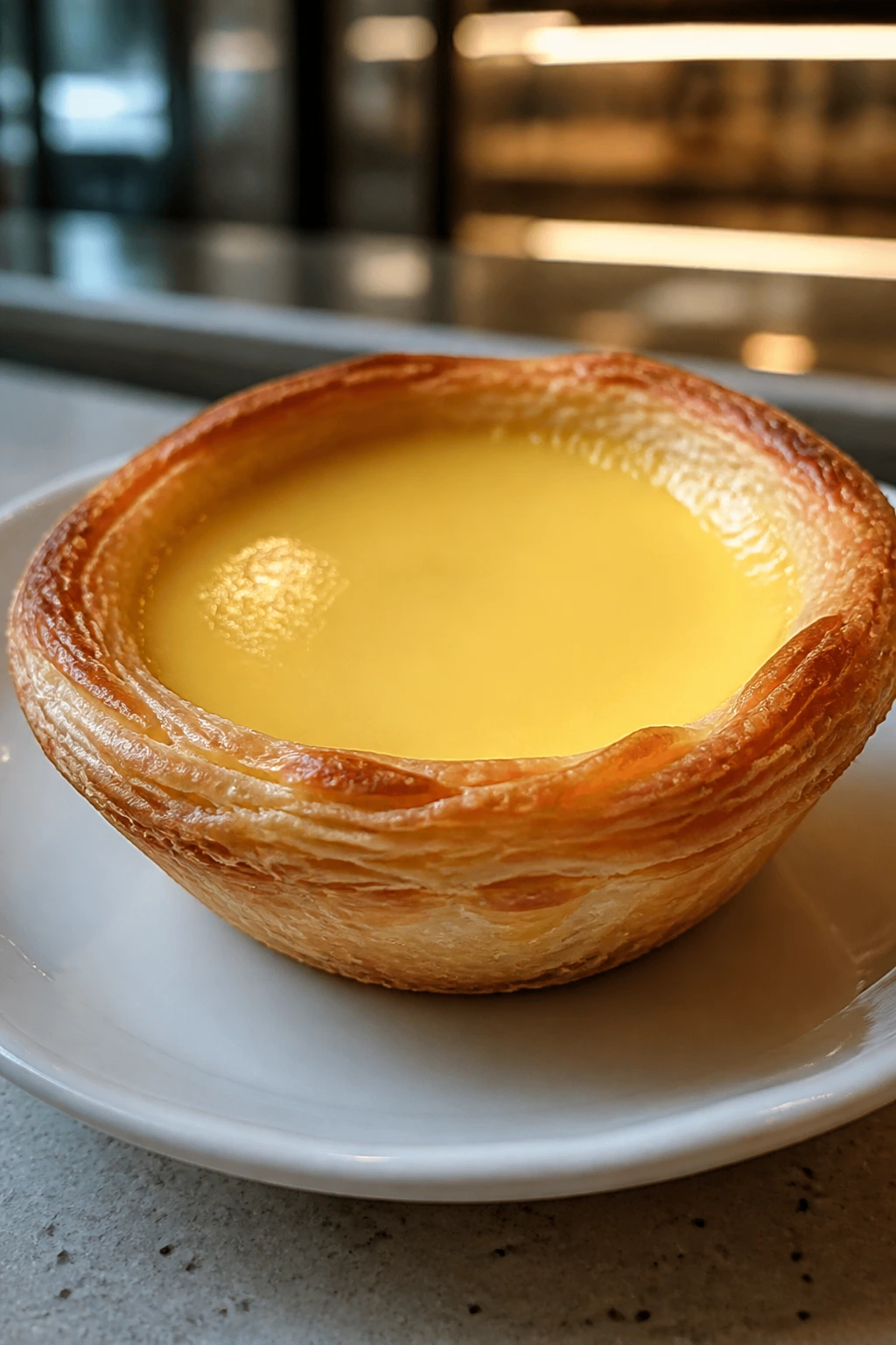 Cantonese egg tart with flaky crust and custard