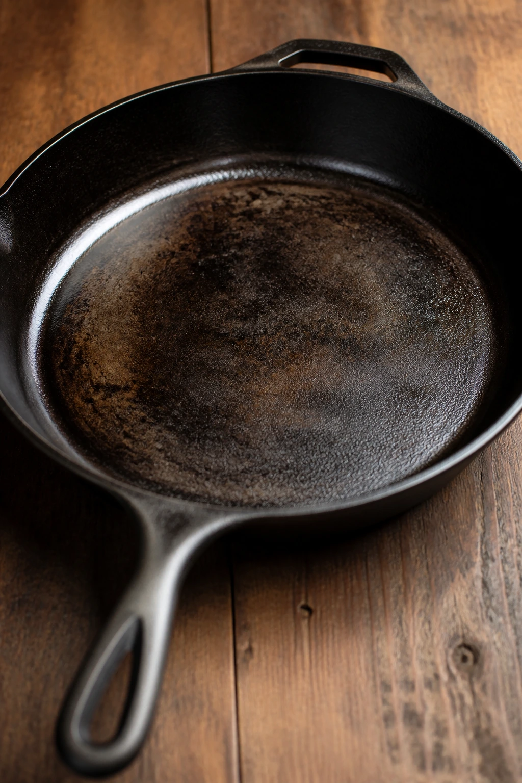 Close-up of a 12-inch cast-iron skillet filling the frame