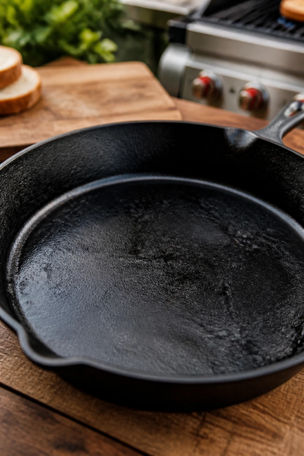 Cast-iron skillet ready for summer sandwich cooking