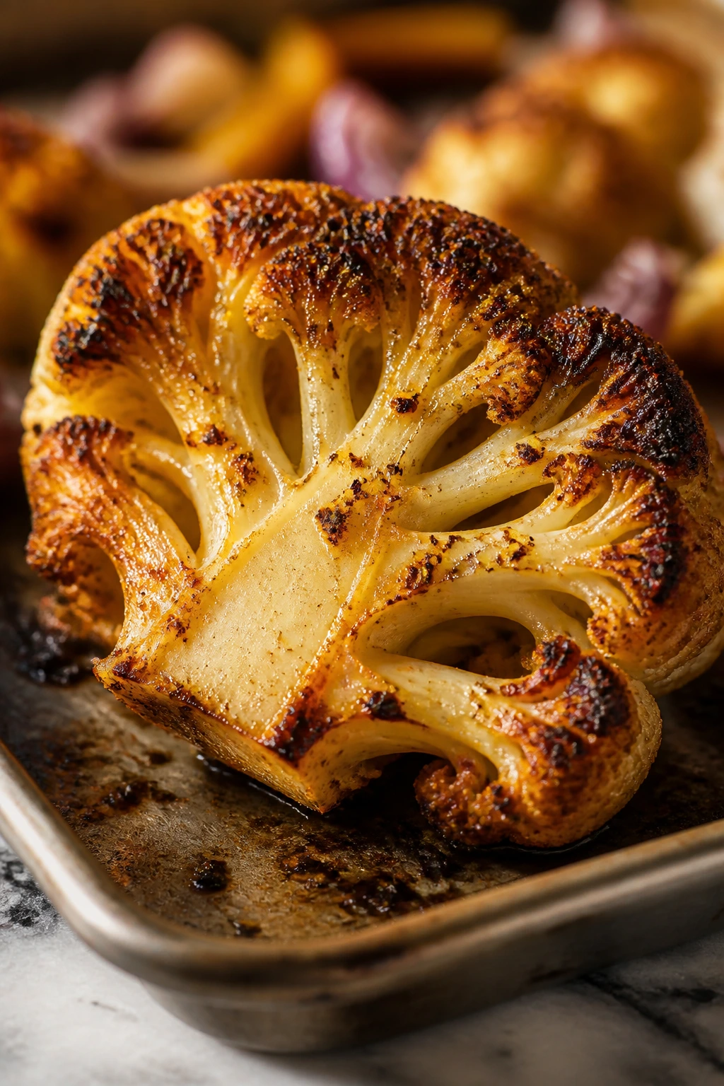 Cauliflower with browned edges from roasting
