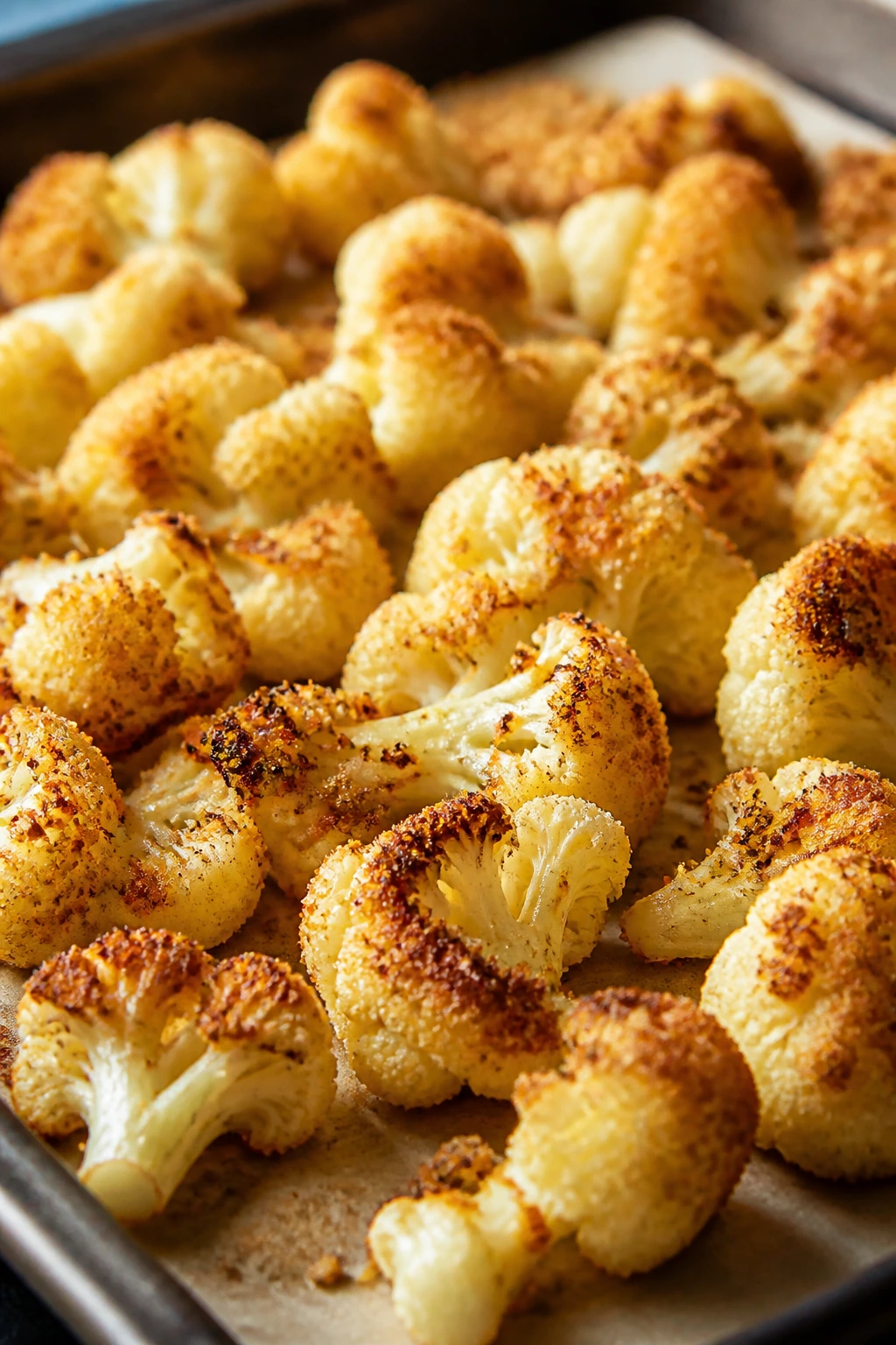 Parmesan crusted roasted cauliflower florets