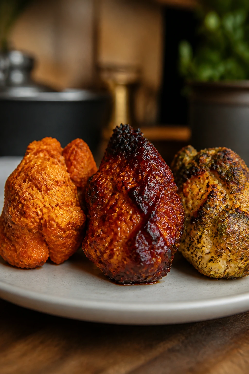 Plate of cauliflower wings showing crust variation