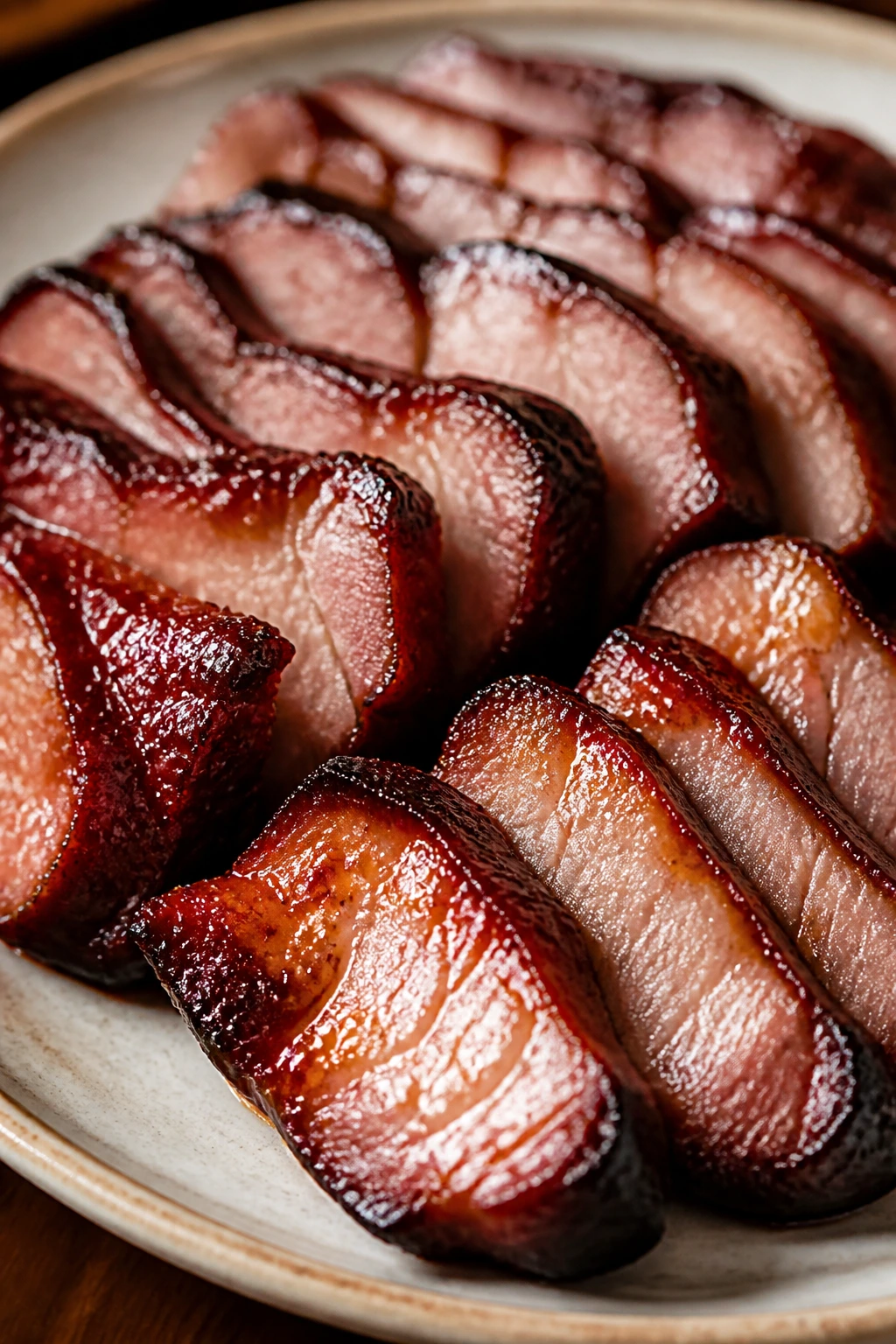 Glossy Cantonese char siu pork slices