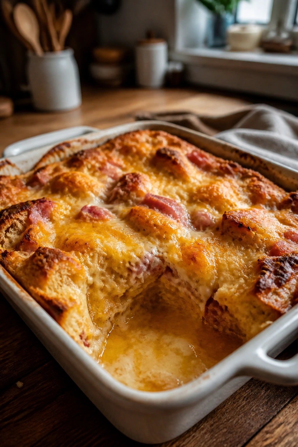 Close-up of a cheesy bake showing a puddled bottom as a baking mistake