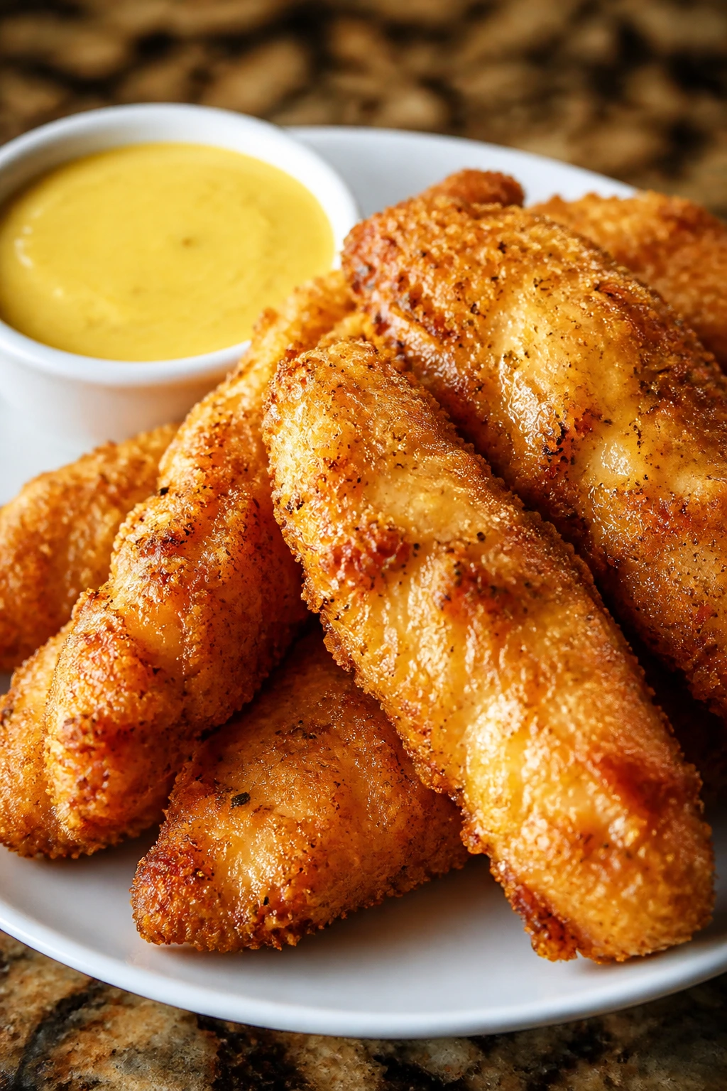 Close-up of crispy oven-baked chicken tenders