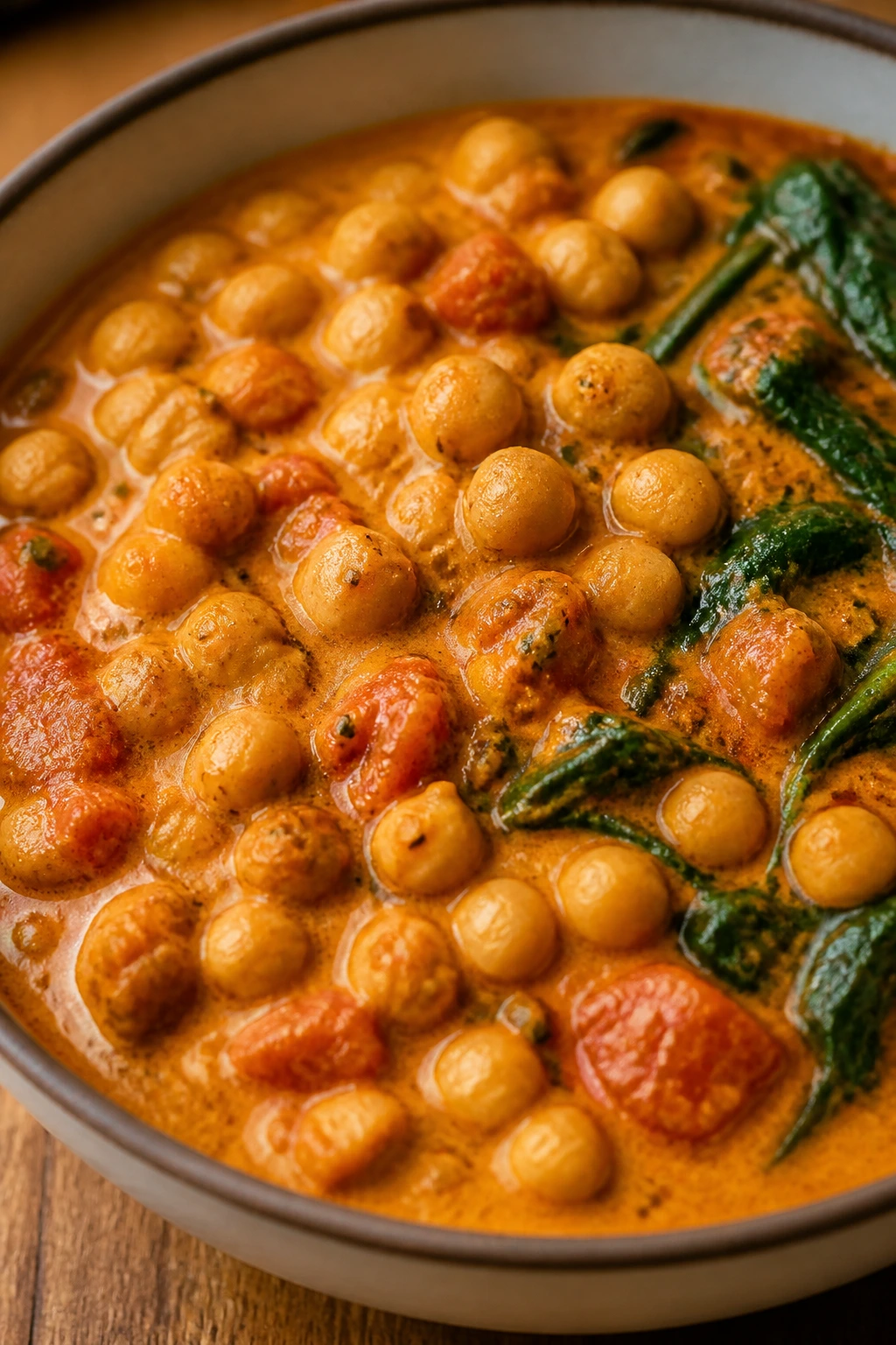 Chickpea coconut curry in a bowl