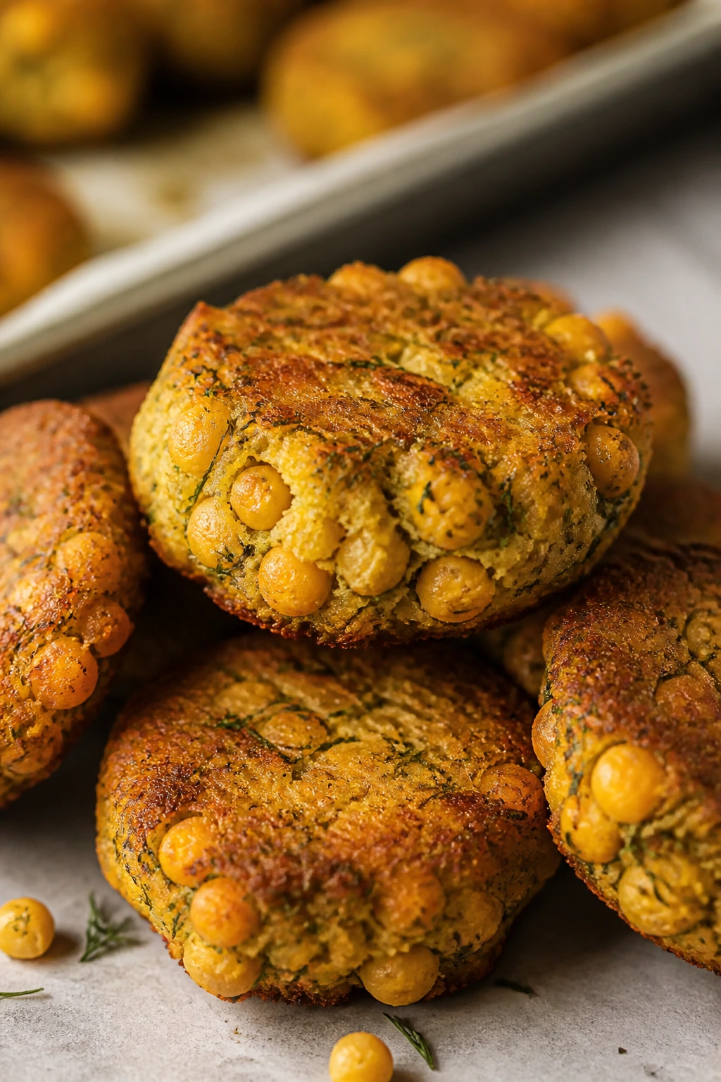 Chickpea dill veggie nugget with dill flecks