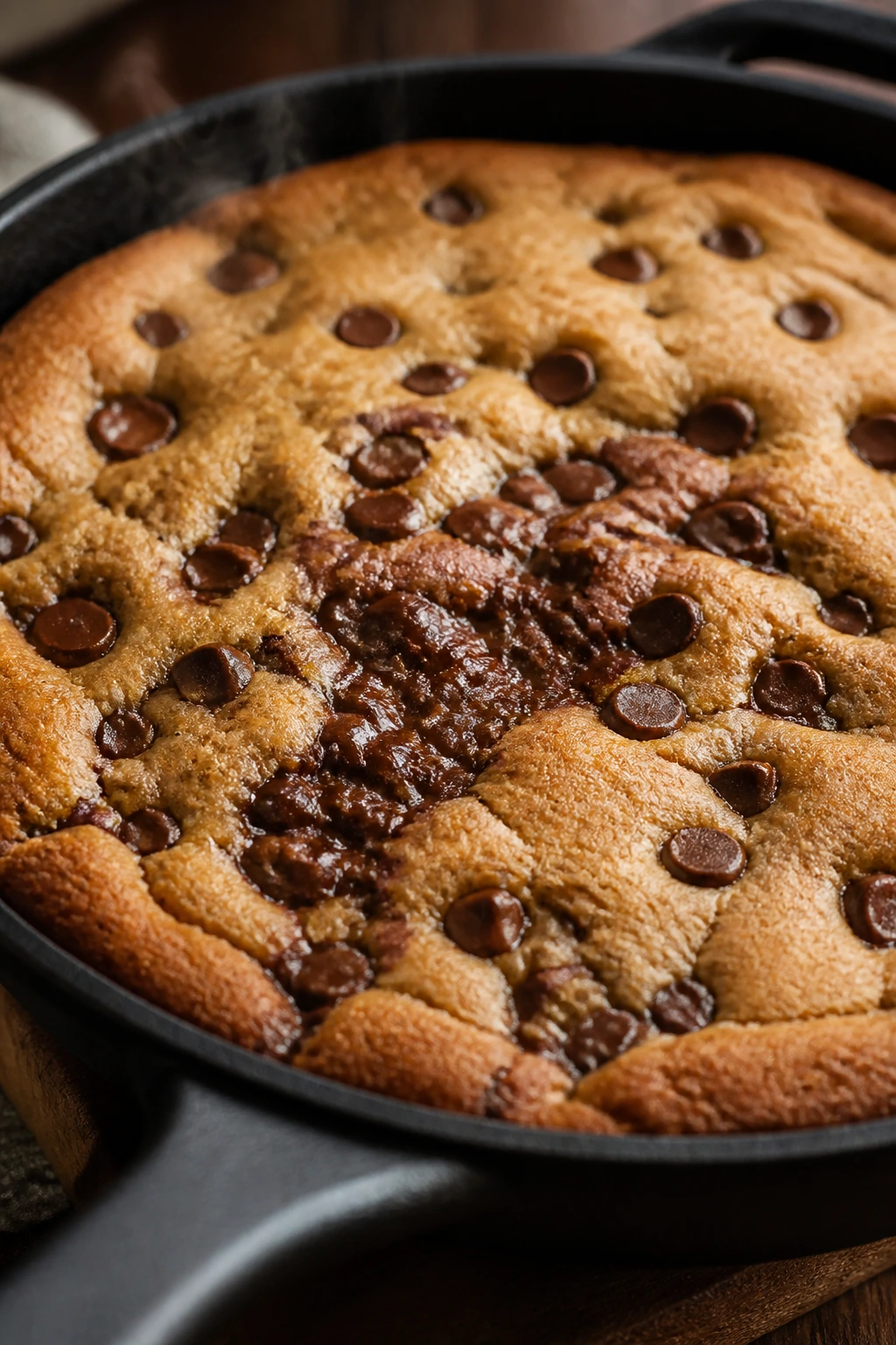 Cast-iron skillet cookie with gooey center