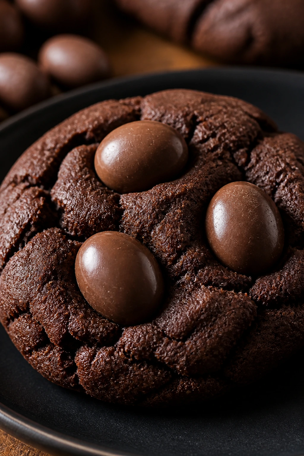 Chocolate cookie with mini malt eggs on top