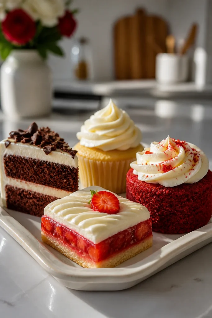 Moist Valentine Dessert Table with Cream Cheese Frosting