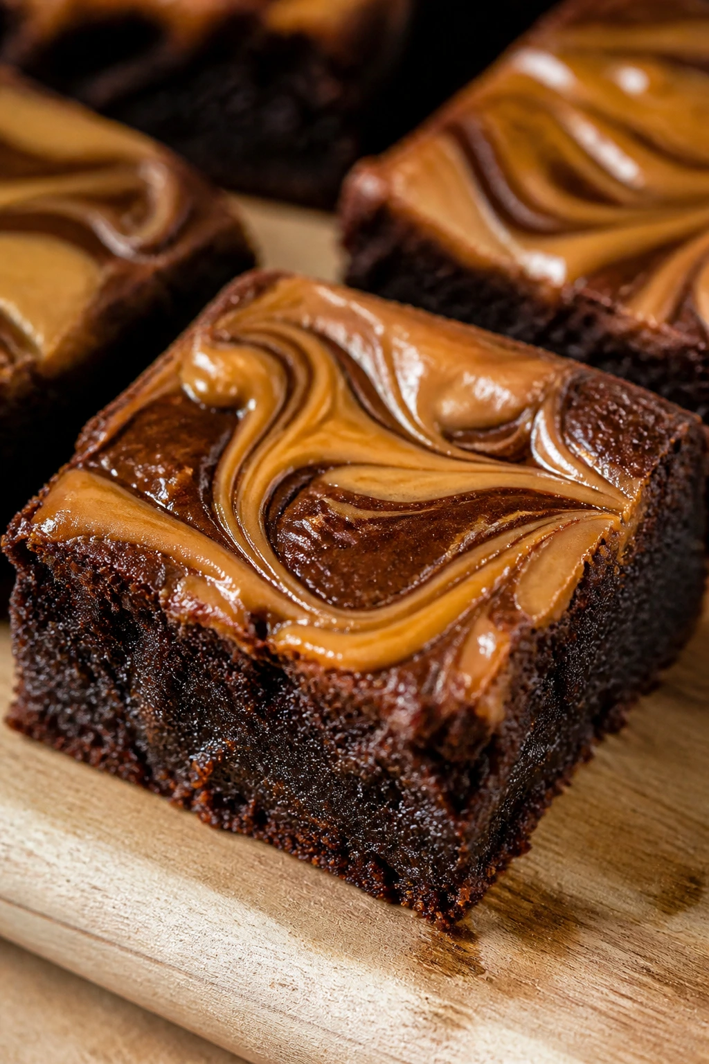 Close-up of cookie butter swirl brownie