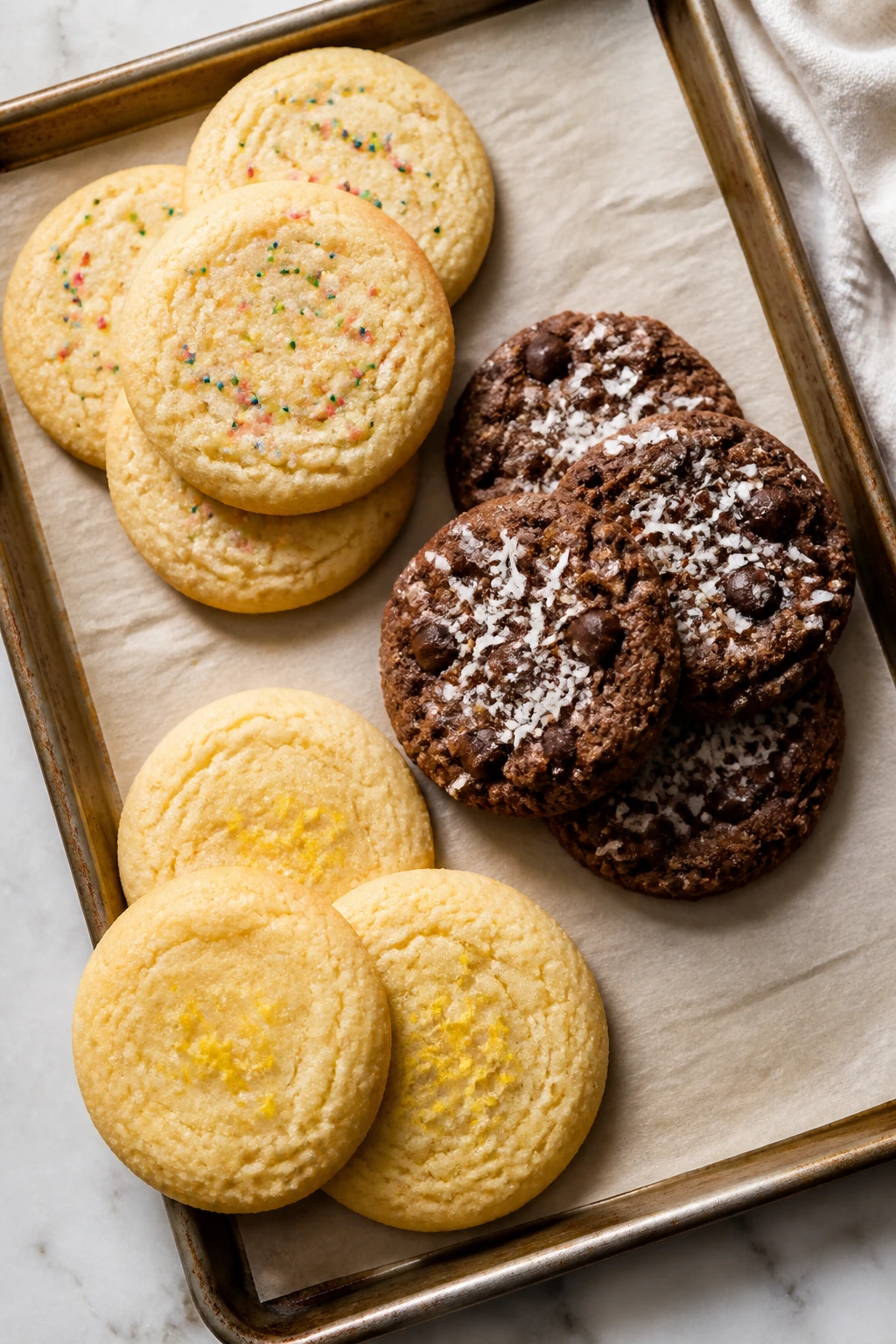 Baking sheet with variation cookies for Easter adaptations