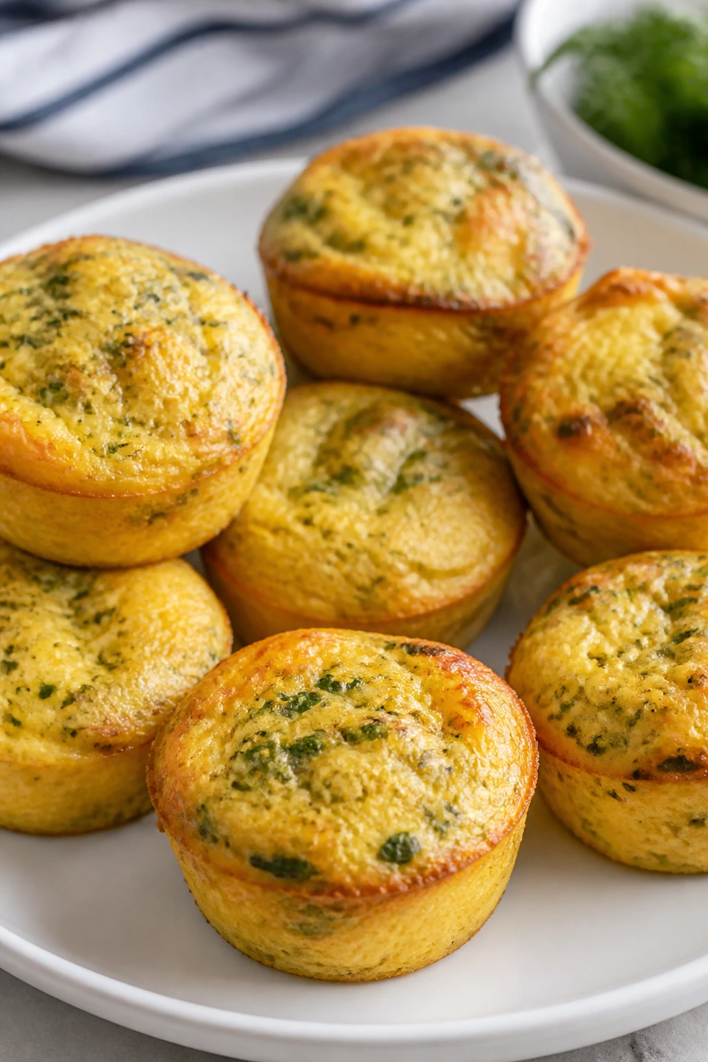Savory cottage cheese egg bites on a plate ready for breakfast