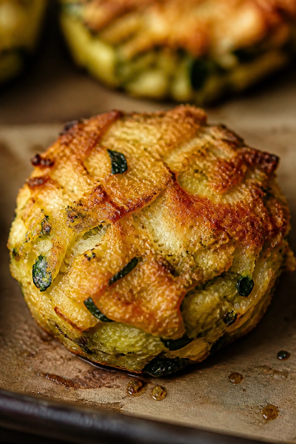 Macro shot of crisp crust on a veggie bite