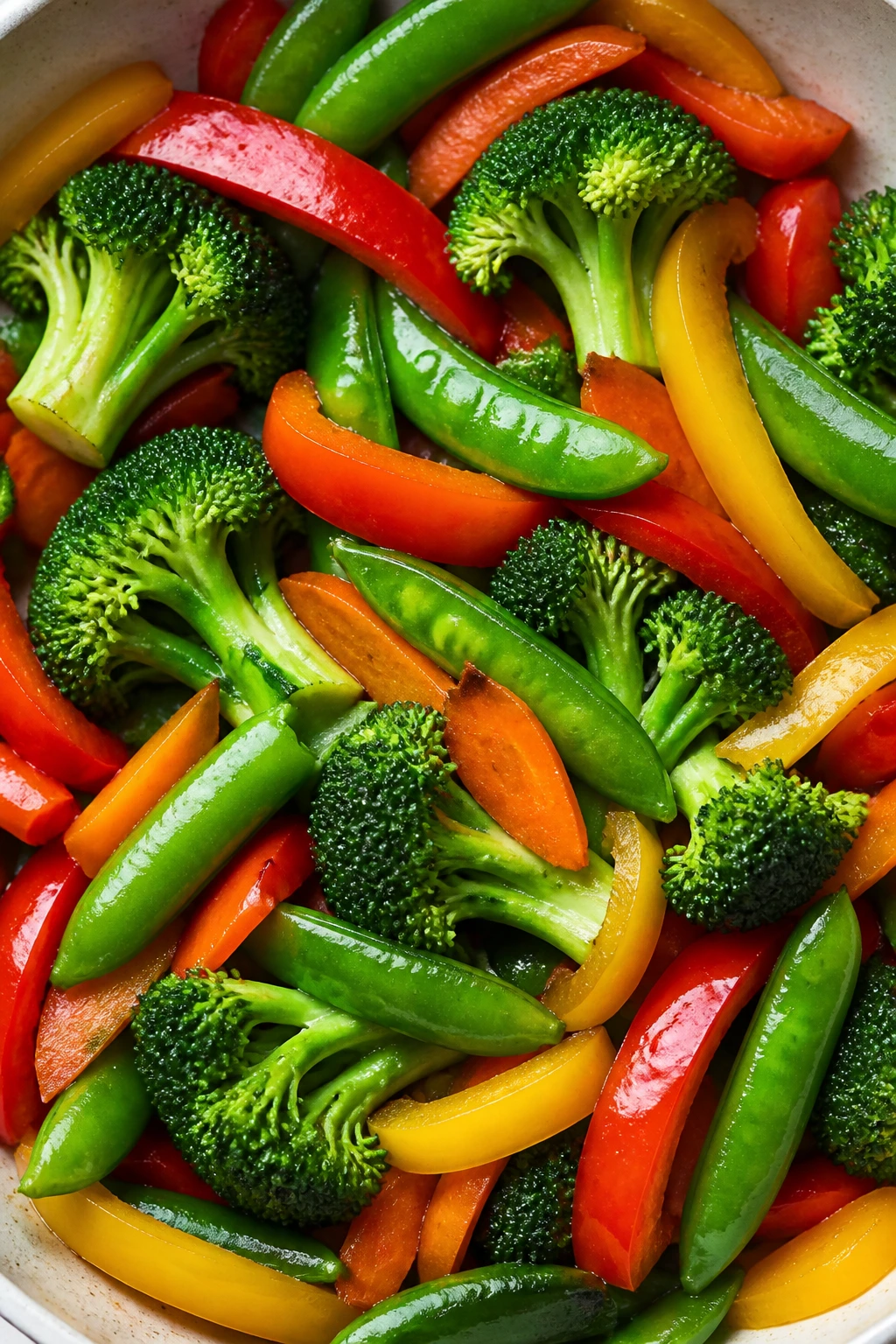 Crisp vegetables arranged in a line to showcase snap