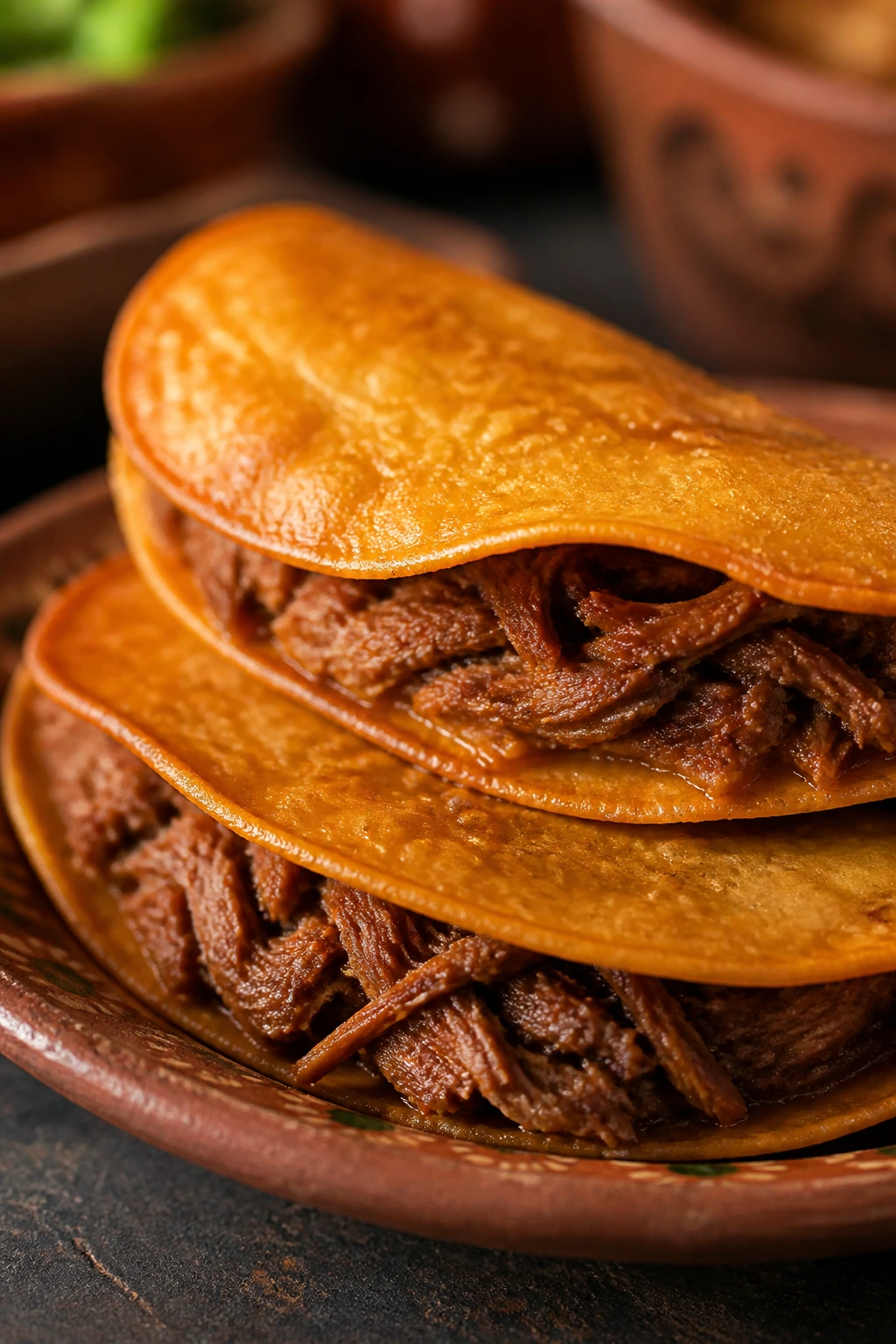 Crispy fried beef tacos dorados with golden shells
