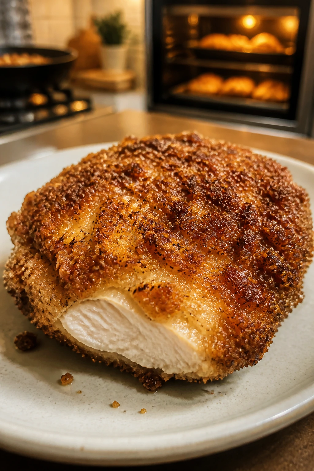 Crispy chicken crust shown to compare cooking methods