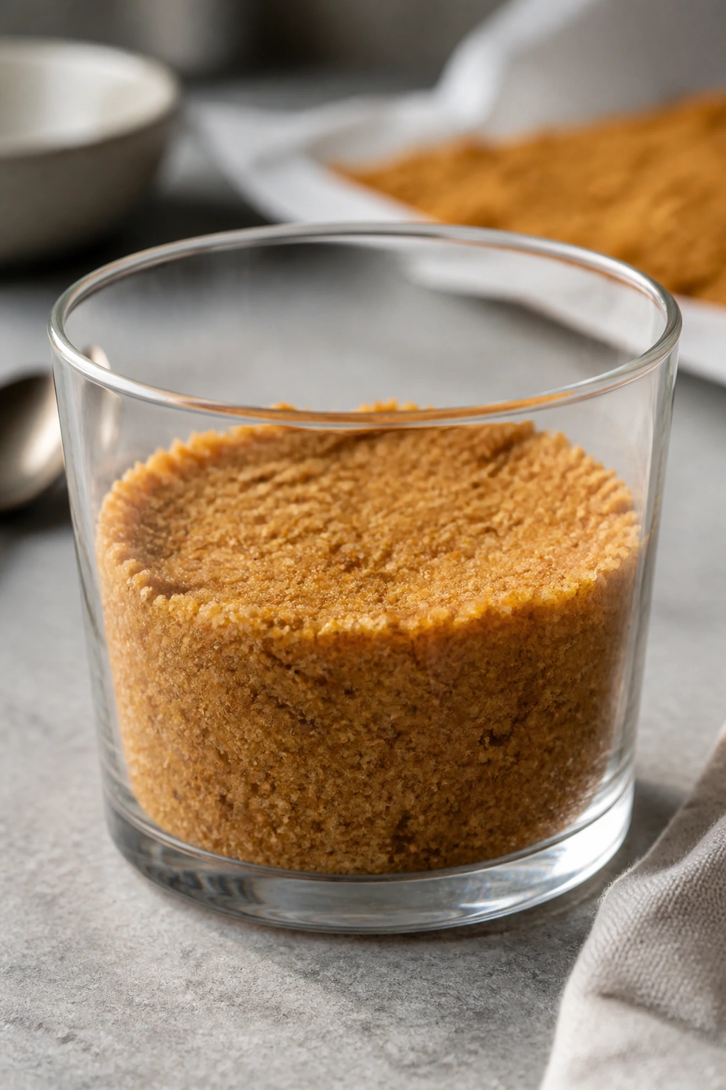 Toasted graham cracker crumb base in a dessert cup bottom