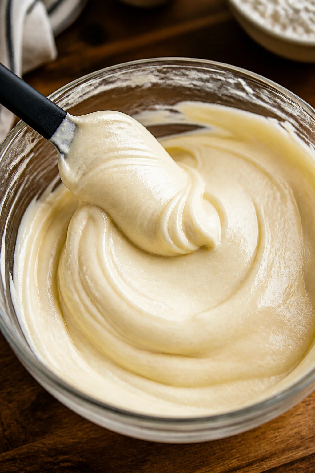 Plush cupcake batter in mixing bowl