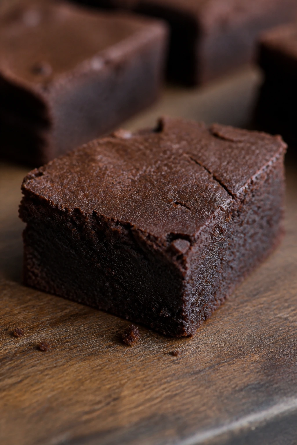 Brownie with dense crumb and dull top showing baking mistakes